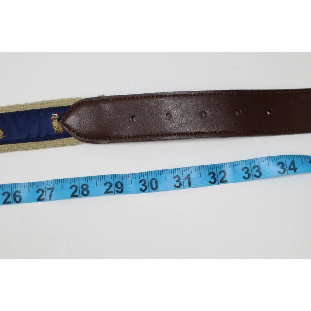 Club Room Men's‎ Faux Leather Christmas Belt - Navy - Size Small